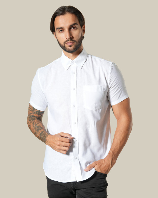 Picture of Plain Linen Short Sleeve Shirt