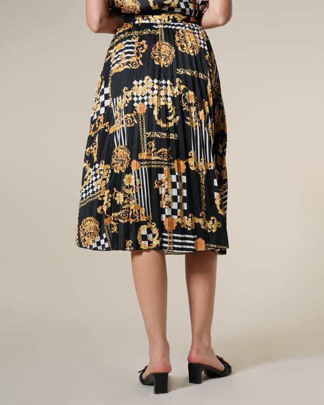 Picture of Geometric Baroque Print Midi Skirt