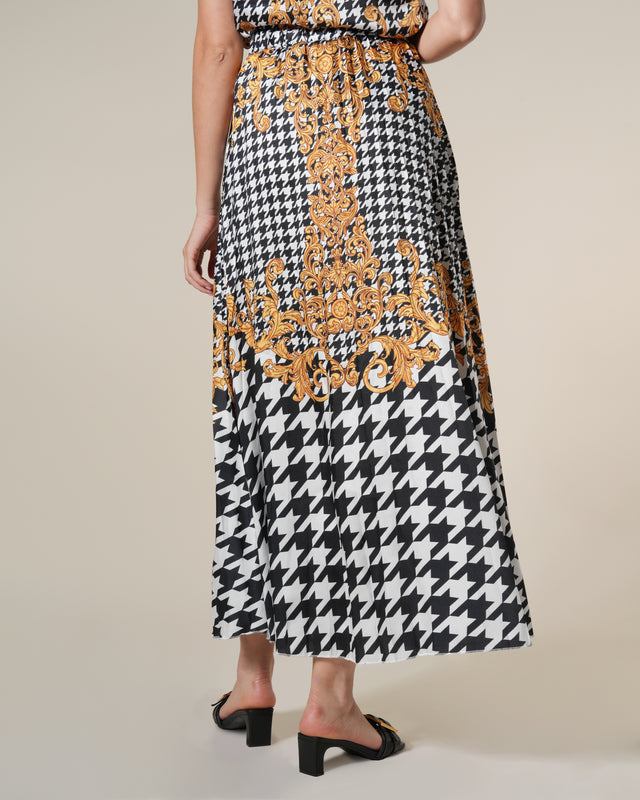 Picture of Geometric Baroque Print Pleated Skirt