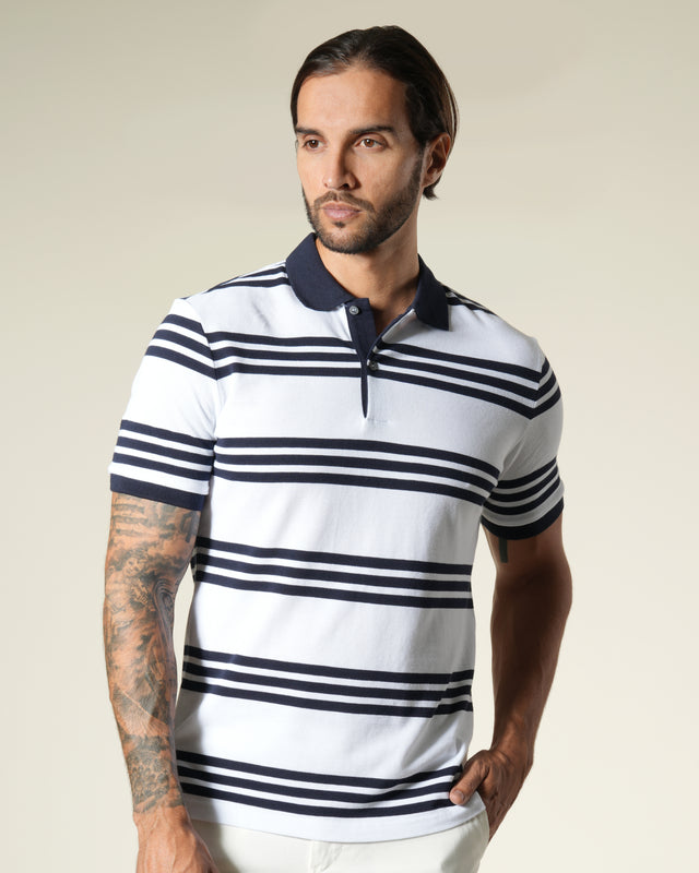 Picture of Striped Short Sleeve Cotton Polo Shirt