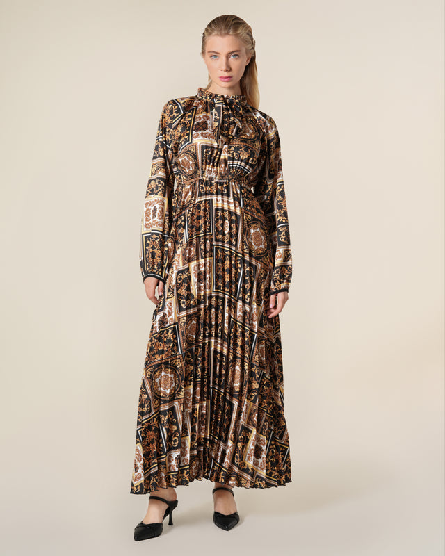 Picture of Baroque Patchwork Print Self-Tie Maxi Dress