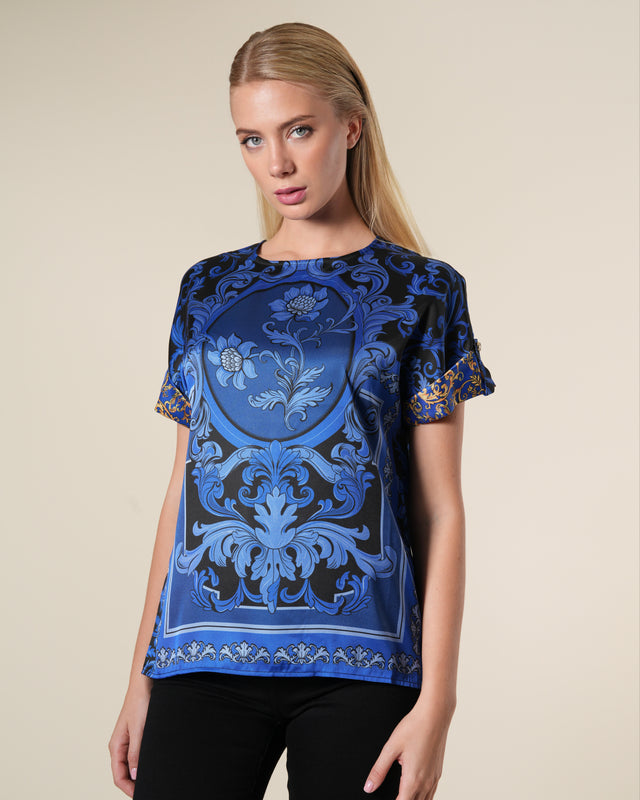 Picture of Blue Floral Baroque Top