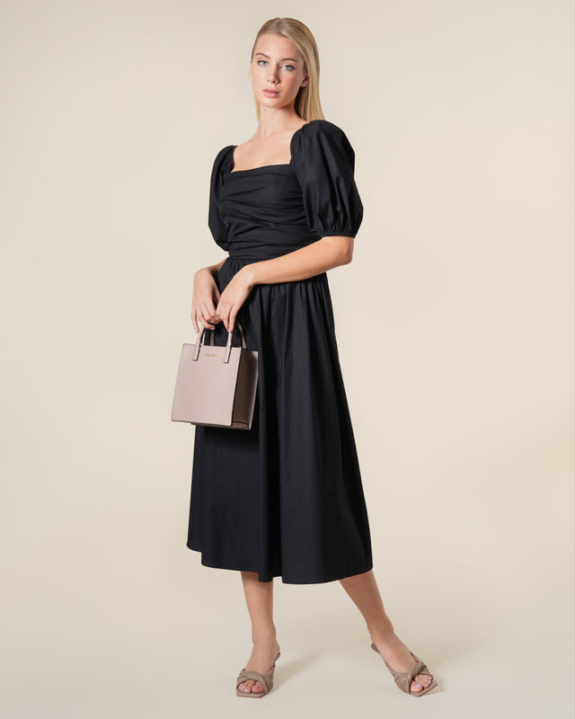 Picture of Puffed Sleeved Shirred Midi Dress