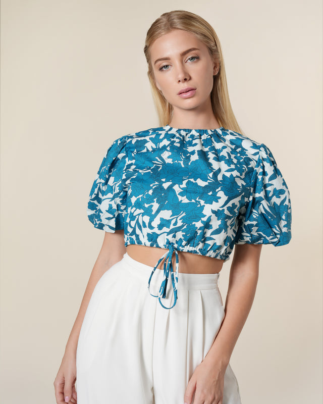 Picture of Floral Puff Sleeves Cotton Top
