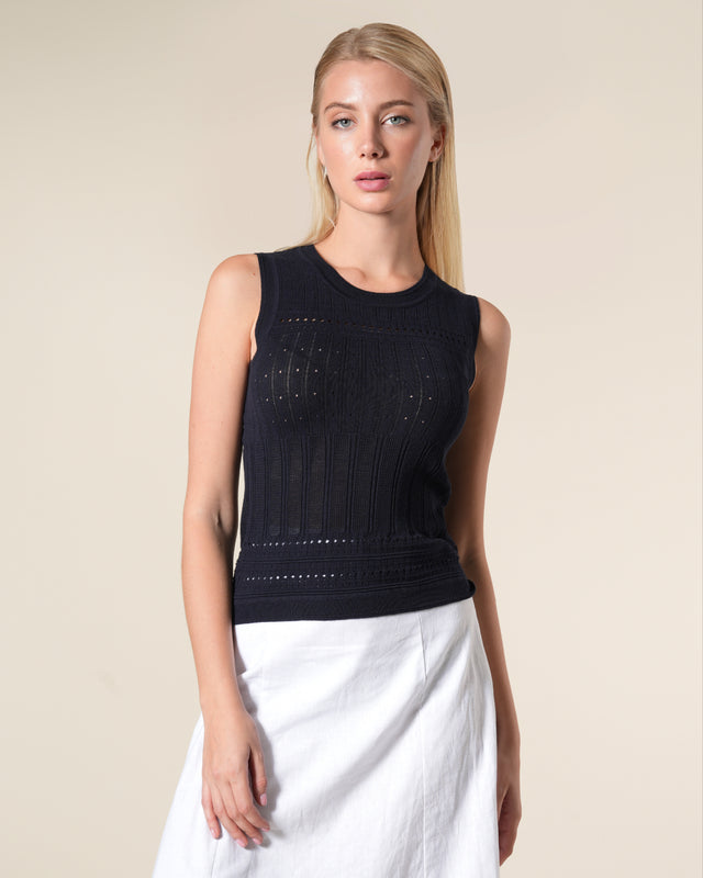 Picture of Sleeveless Pointelle Knit Top