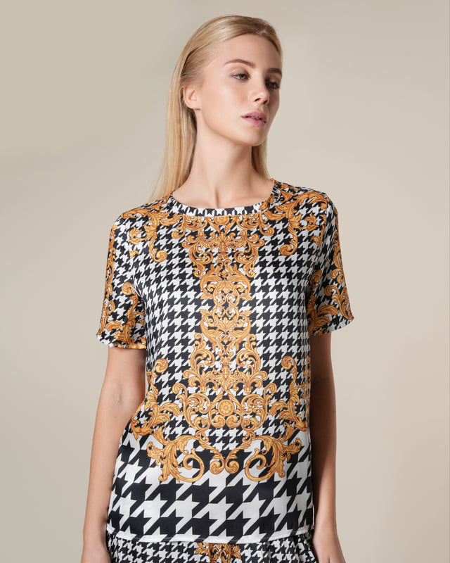 Picture of Houndstooth Baroque Printed Top
