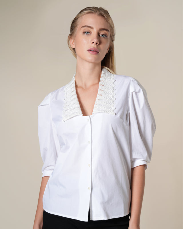 Picture of White Lace Collar Poplin Shirt