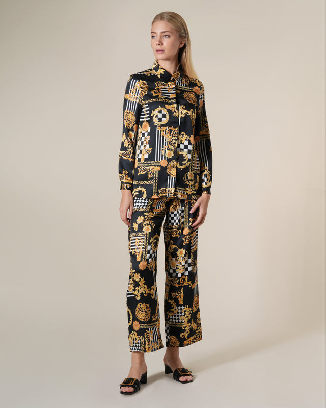 Picture of Geometric Baroque Printed Wide Leg Pants