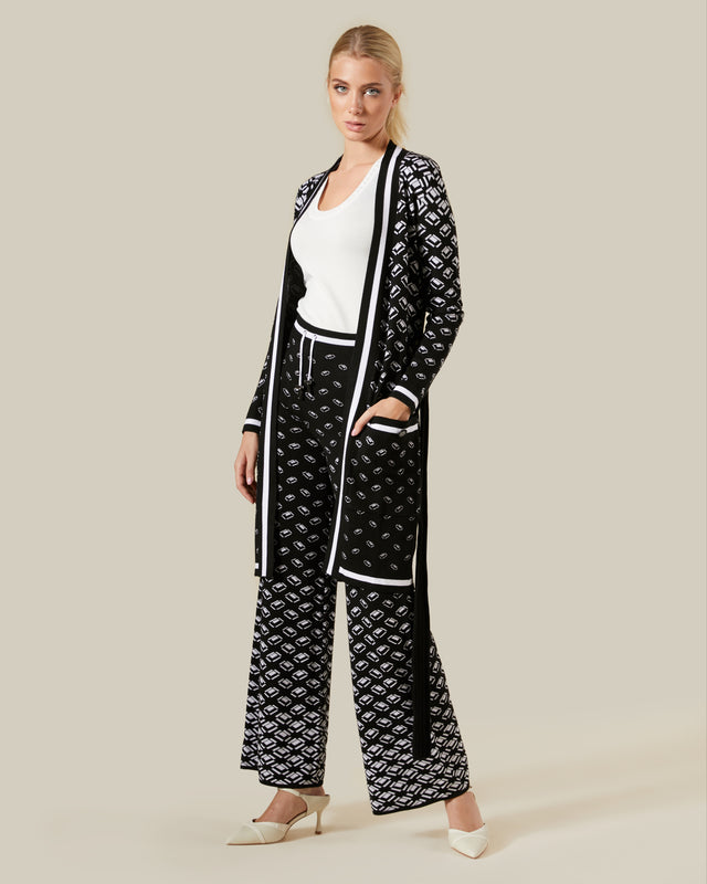 Picture of Geometric Patterned Belted Cardigan