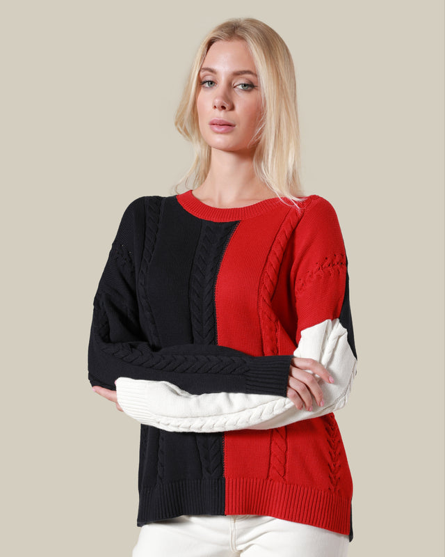 Picture of Color-blocked Ribbed Knit Sweater