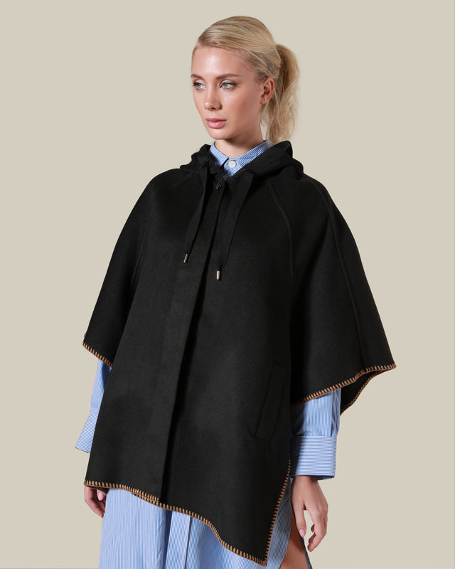 Picture of Contrast Stitching Hooded Poncho