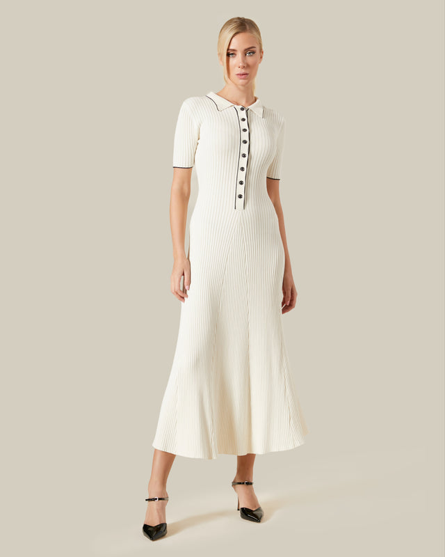 Picture of Contrast Tipping Ribbed Knit Maxi Dress