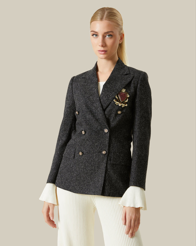 Picture of Tweed Embellished Logo Blazer