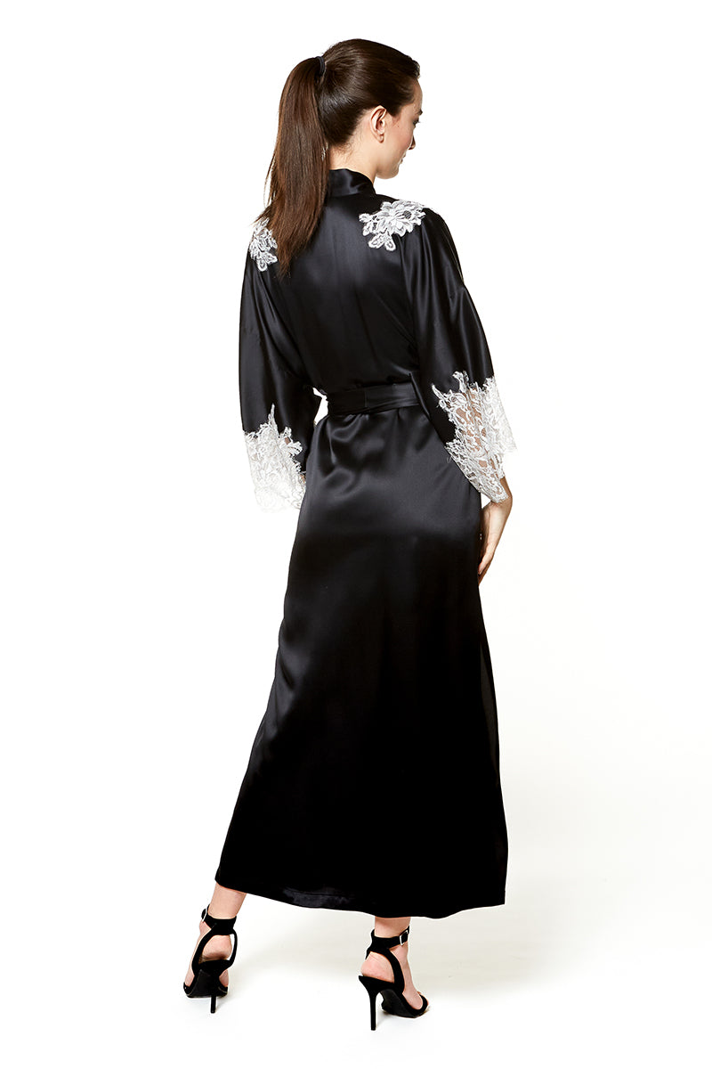 Diva Silver Lace Long Robe