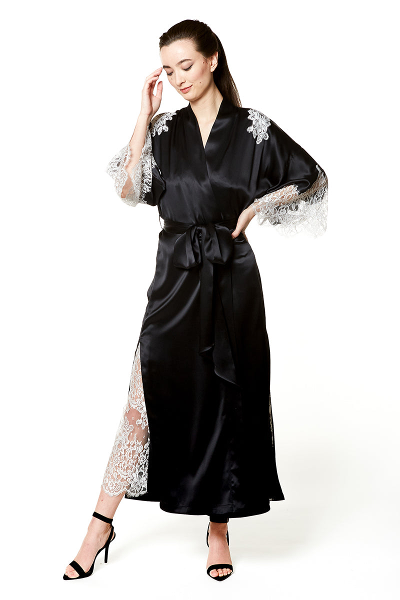 Diva Silver Lace Long Robe