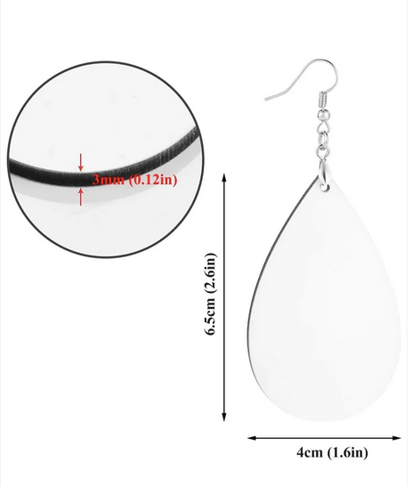 Sublimation Blank Tear Drop Earrings