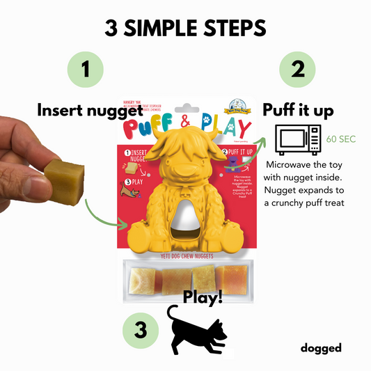 Yeti Puff and Play Dog Toy Interactive Nuggets Treats Dispenser Puzzle -  Brookline, MA - Brookline Dog Grooming
