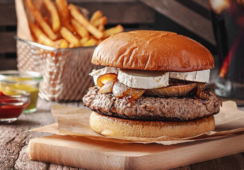 goat cheese and caramelized onion burger