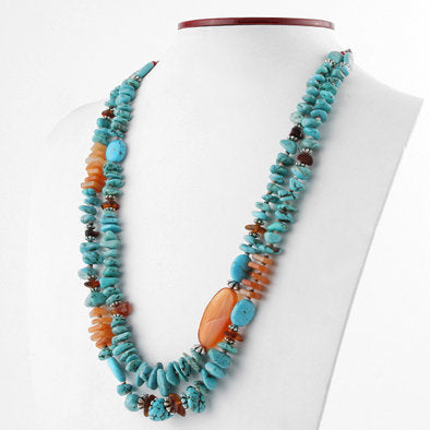 Turquoise Carnelian and Red Jasper Necklace