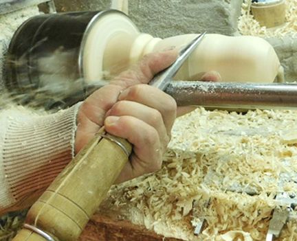 Process of carving nesting doll