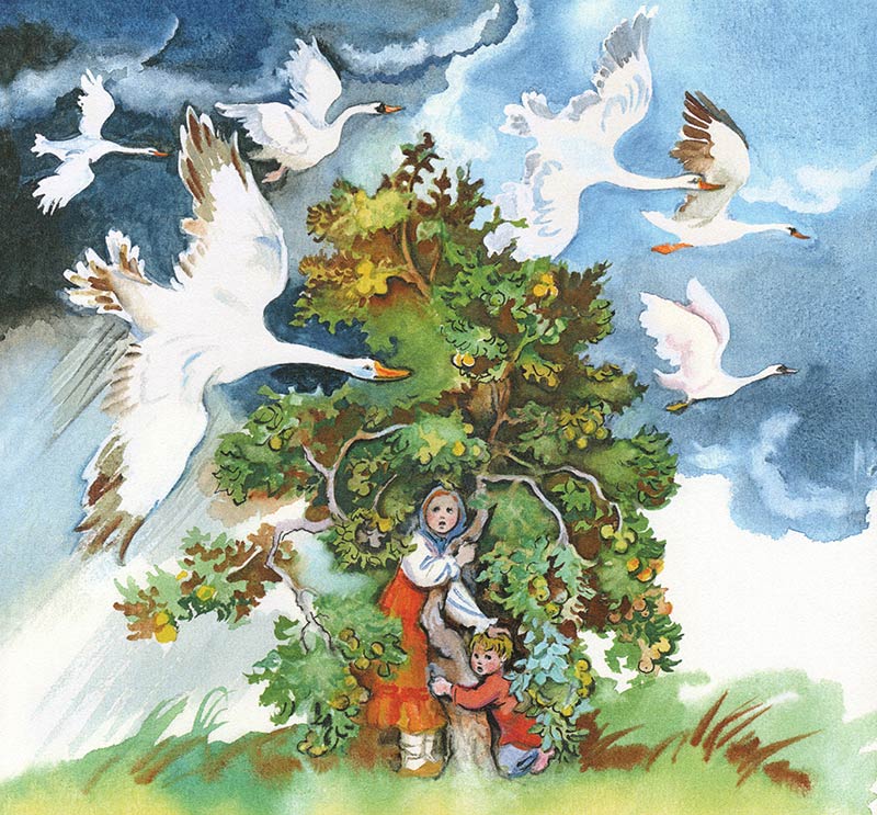Image from Russian Fairy Tale Book ISBN 978-5-9268-1964-6, 2016. Illustrator Nina Noskovich.