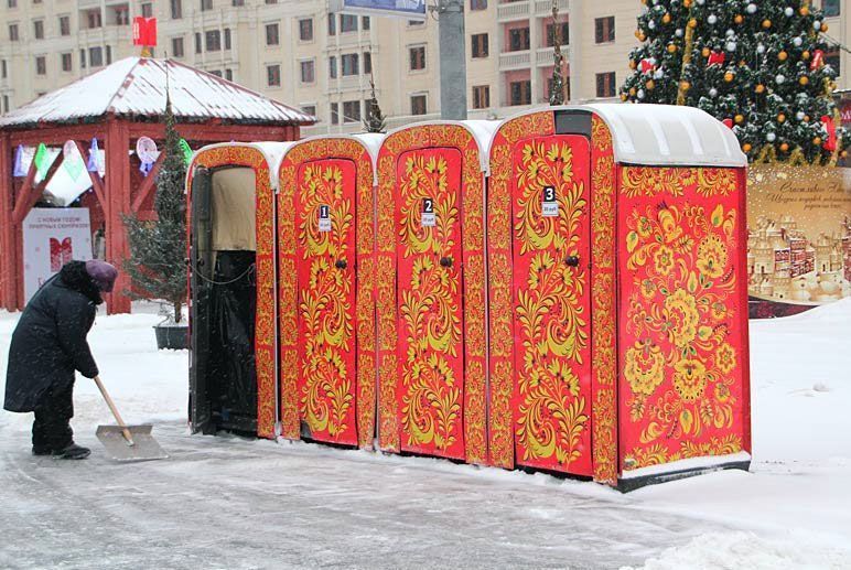 Khokhloma style port-a-potties