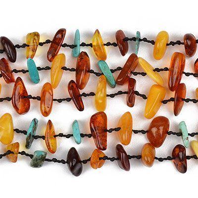 Amber and Turquoise Necklace - Close Up