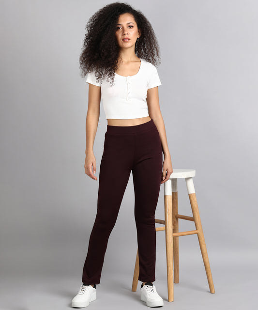 Maroon Casual High-Waisted Parallel Cargo Trouser Pants for Women -699 –  Glossia Fashion