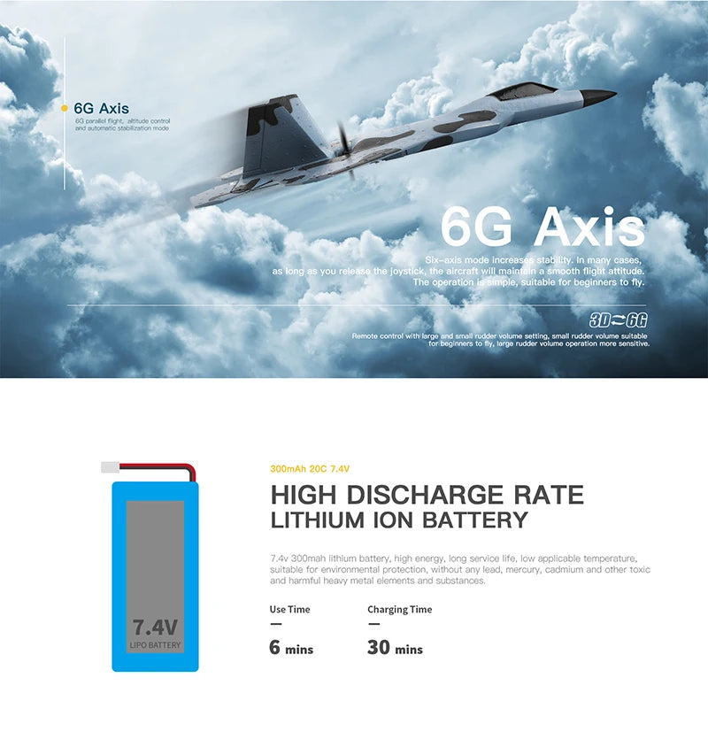 RC XK A180 F22 Raptor – 3-Channel RC Airplane with 6-Axis Gyro RTF - playtechtoy