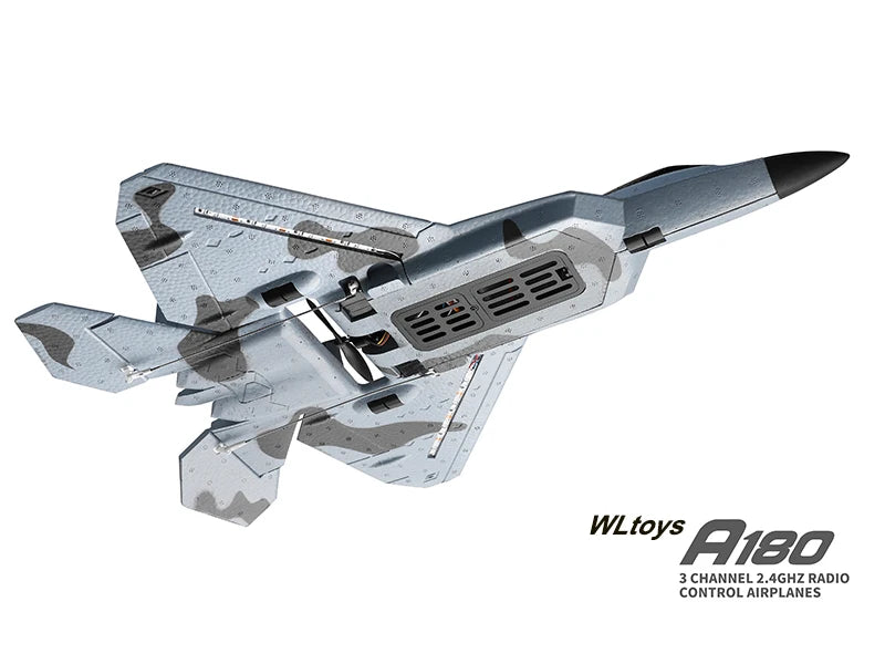 RC XK A180 F22 Raptor – 3-Channel RC Airplane with 6-Axis Gyro RTF - playtechtoy