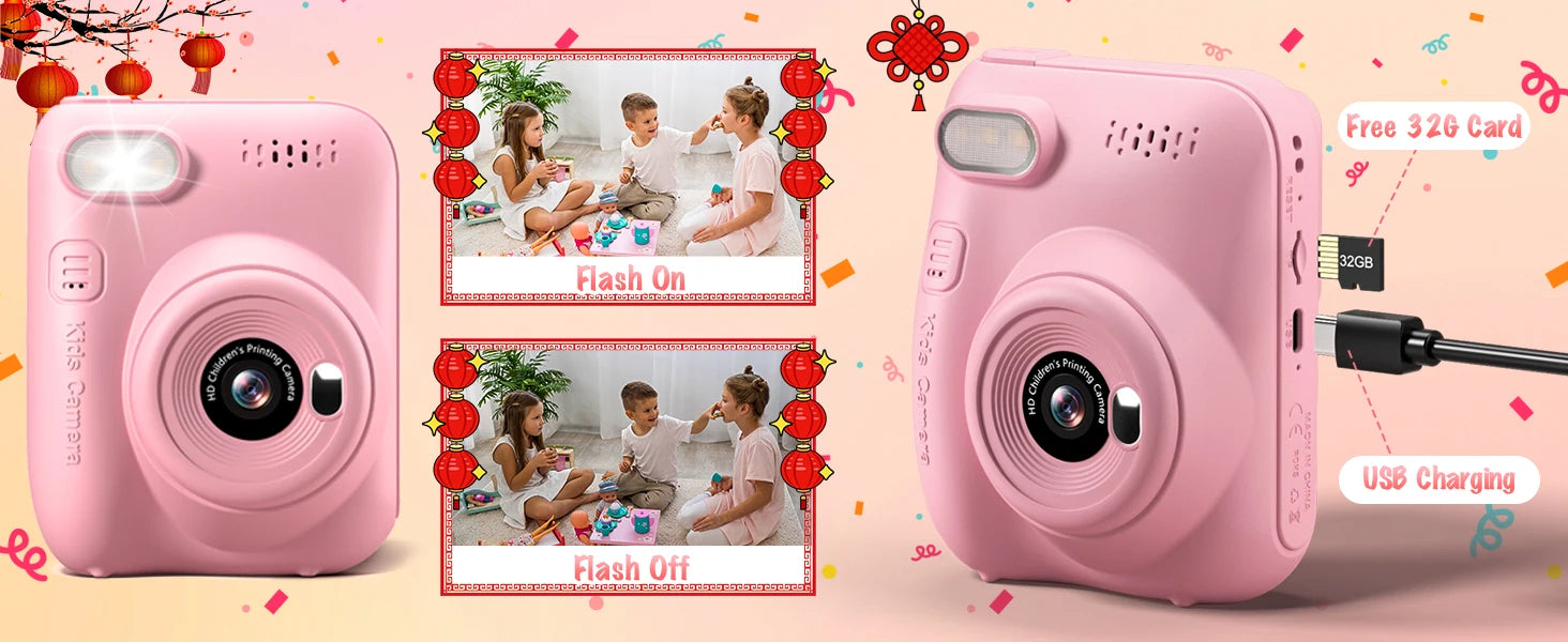 Instant Print Camera for Kids | 32MP HD 1080P Digital Camera with 3.0" Screen, Includes 3 Rolls of Printer Paper – For Ages 6-12 - playtechtoy