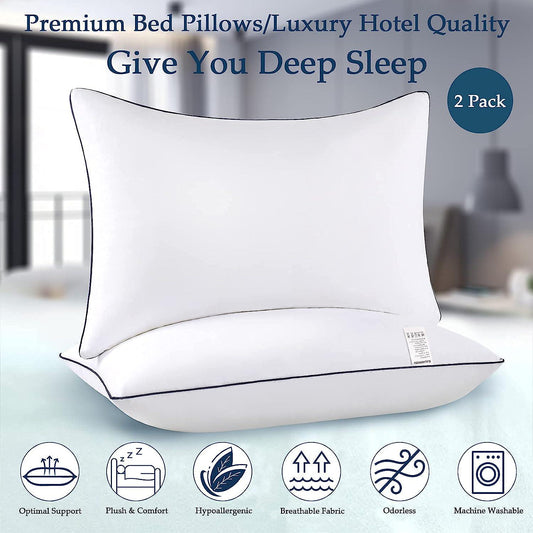 Slybear King Size Pillows Set of 2 - Cooling Hotel Luxury Bed Pillows for  Sleeping 2 Pack, Supportive Breathable Down Alternative Gusseted Pillow for