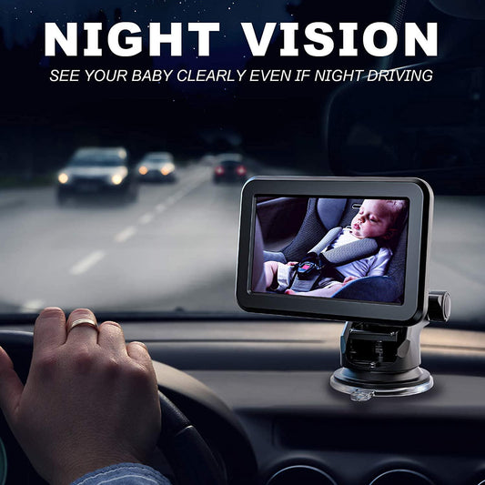 VASTEND Baby Car Camera 1080P, 4.3'' HD Baby Car Mirror Monitor 150° Wide  View, Night Vision Function Car Mirror Display, Essentials for Newborn