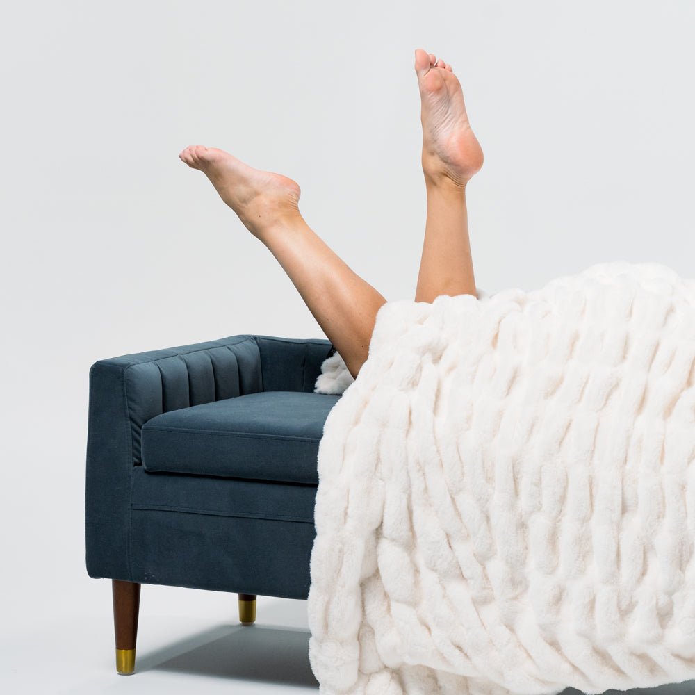 Ripple Faux Fur Blanket - White - Sunday Blankets product image