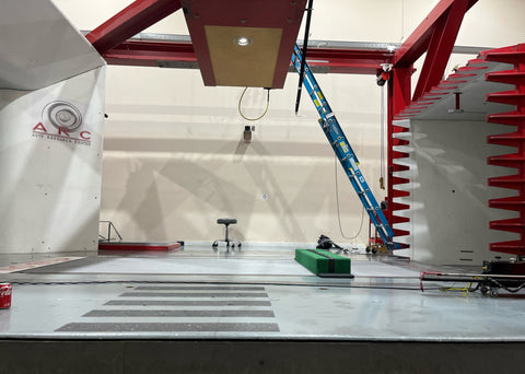 ARC wind tunnel testing platform. Right side outputs wind and left side of platform is wind intake