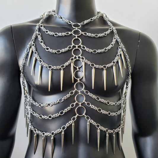 Man Body Chain Harness,Spike Fringe Metal Chain Harness,Punk Chest Har –  Revel Rave