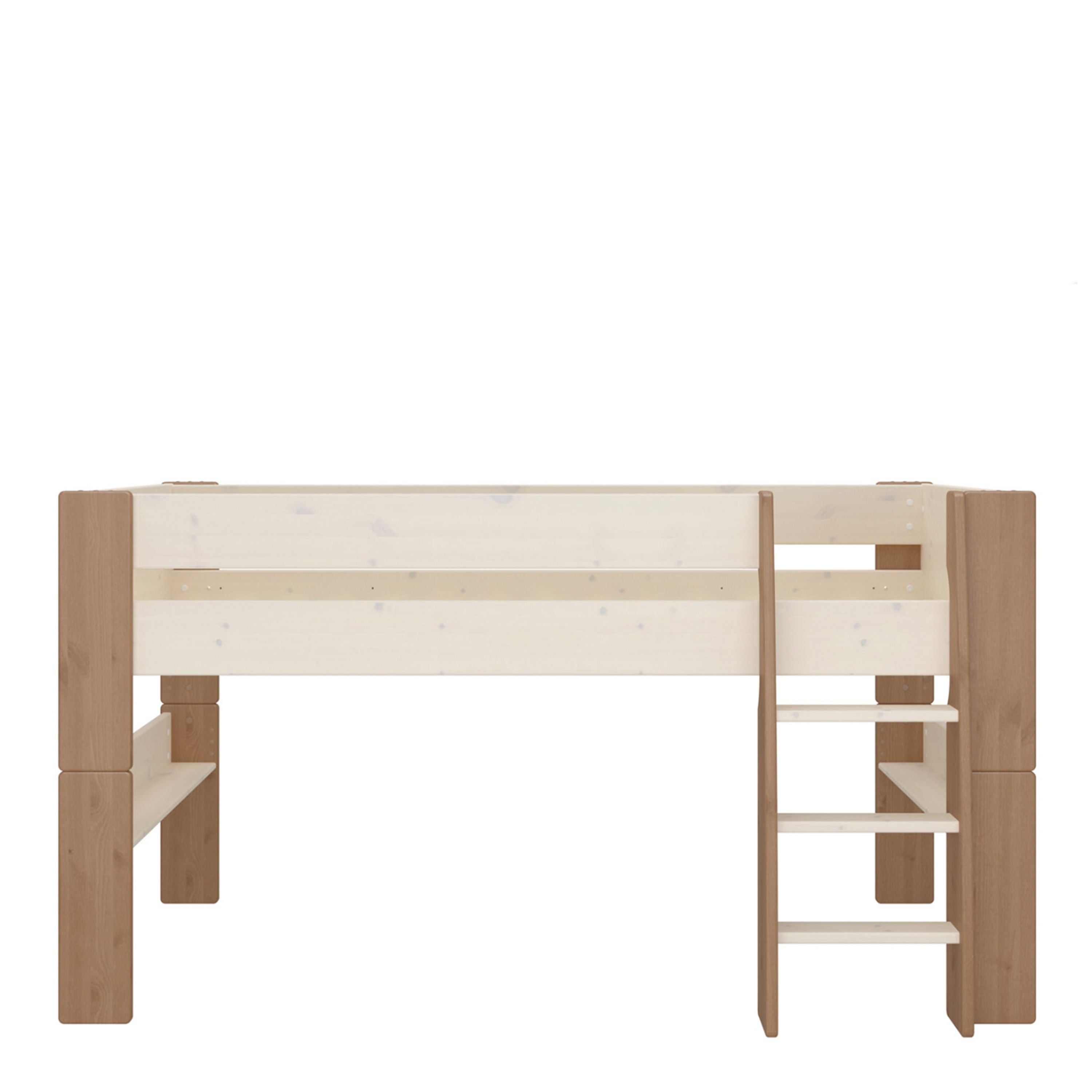 Photos - Cot Steens For Kids Mid Sleeper in Whitewash Grey Brown Lacquered w/ Optional
