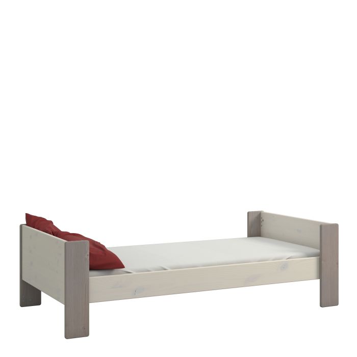 Photos - Cot Steens For Kids Single Bed in Whitewash Grey Brown Lacquered 1012906490269