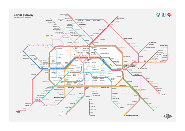 Berlin Metro Map: Literal English Translation A2 Art Poster – MetroMash