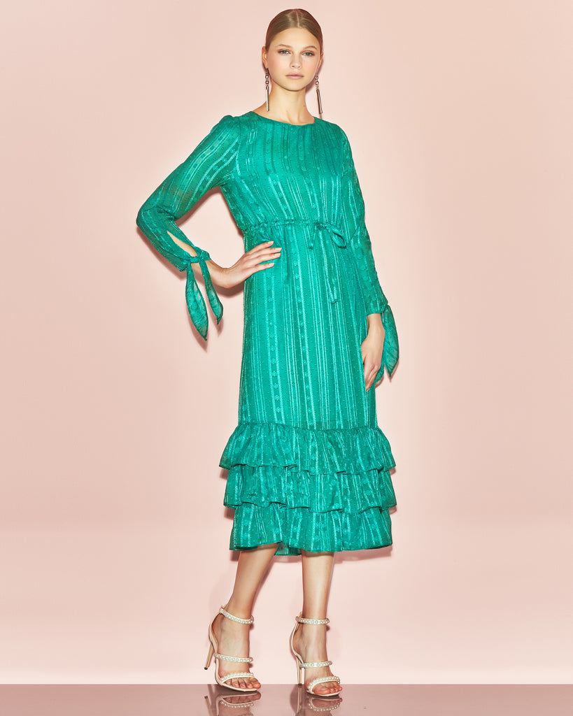 Hope Jade Green Ruffle Skirt Evening Dress | Ukulele Fashion