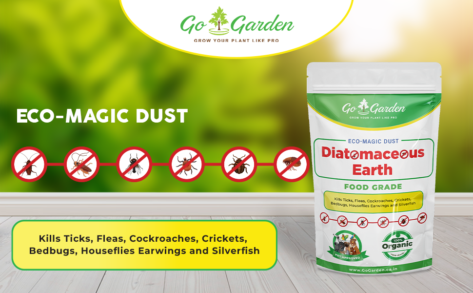 Go Garden Diatomaceous Earth Powder | Organic Pest Control | Cockroach Killer, Ant Repellent, and Flea Control for Dogs