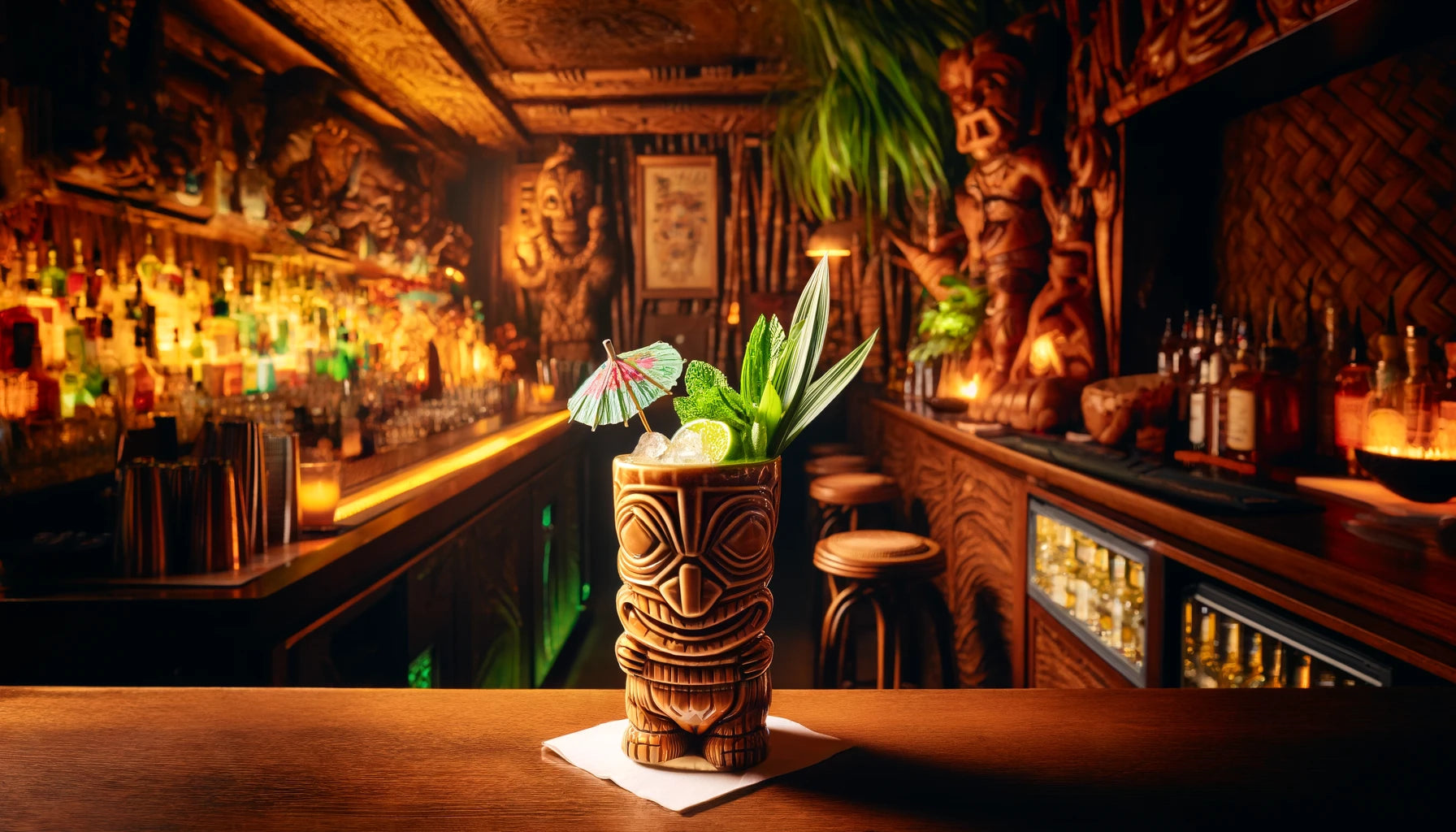 bar tiki dans un bar jungle