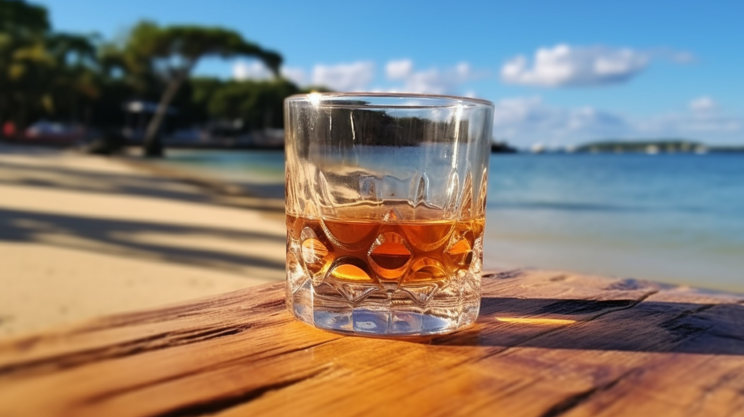 verre a rhum tumbler sur une plage