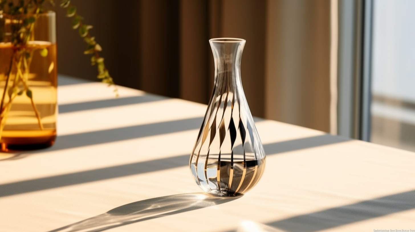 carafe a motif design sur une table