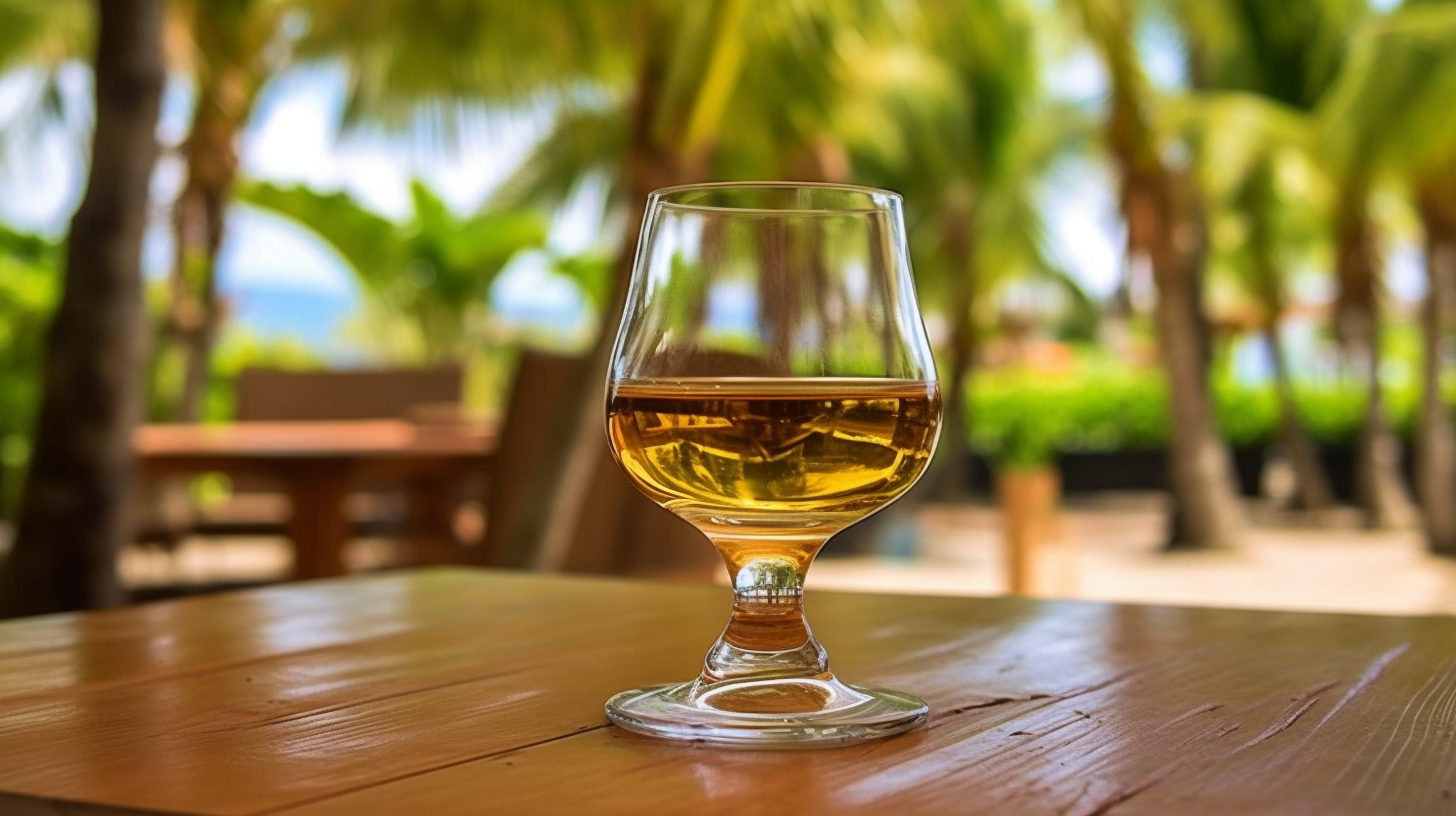 verre a rhum dans un bar au soleil