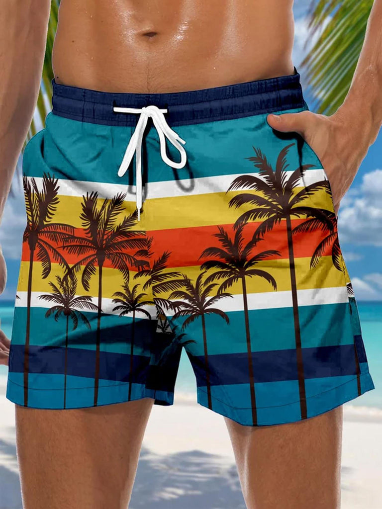 Hawaiian Coconut Tree Beach Men's Shorts With Pocket – adaychic