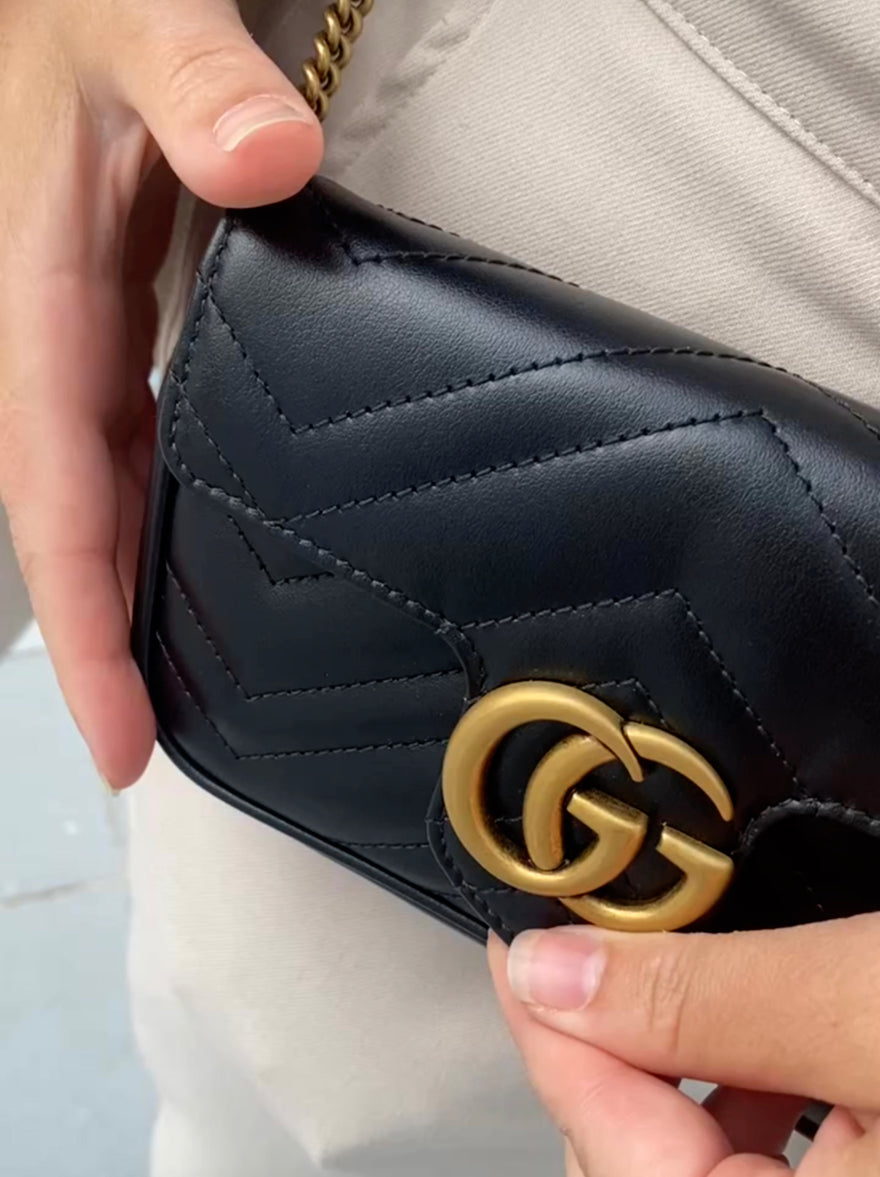 Gucci - Super Mini Marmont Blk/Gld