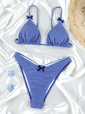 Push Up Bikini Set Bow Swimwear Women Two Piece Suit - xinnzy