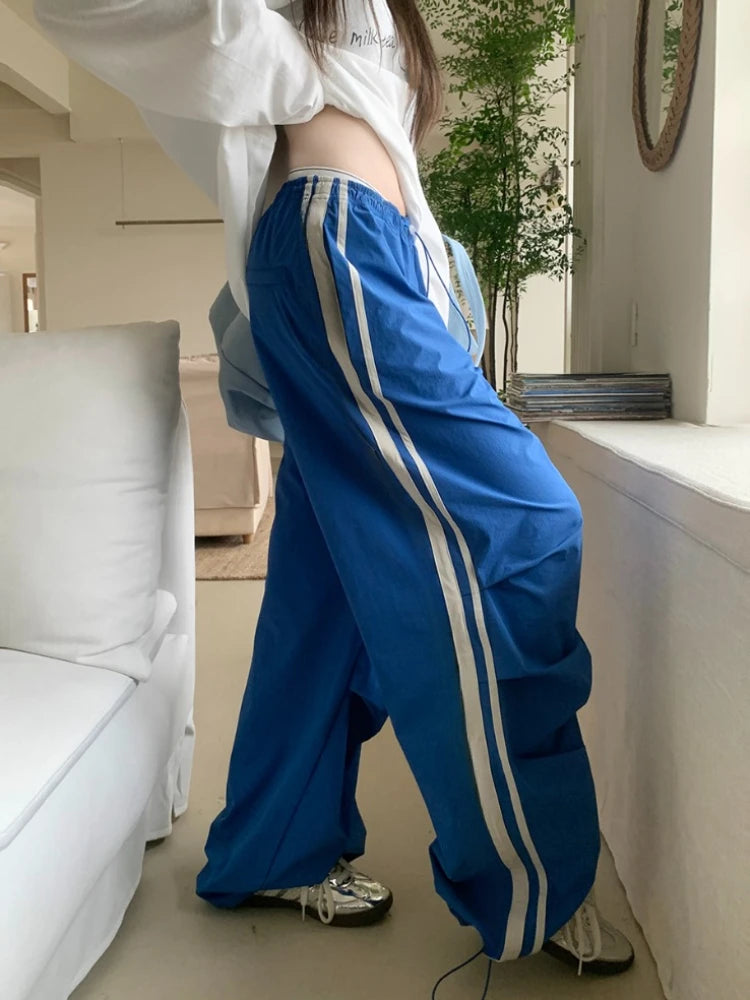 2024 Harajuku Striped Cargo Pants Retro Baggy Streetwear