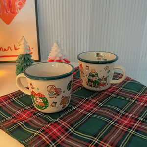 Christmas Graffiti Cat Mug Large Capacity Ceramic - xinnzy - Large Ceramic Mug